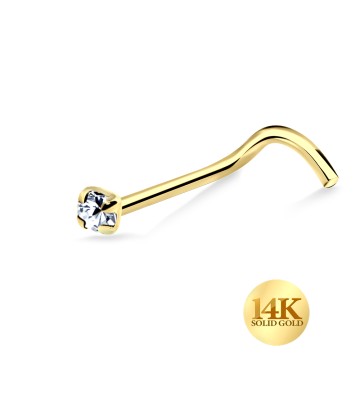 14K Gold CZ Circular Nose Stud 14KY-NSKB-874